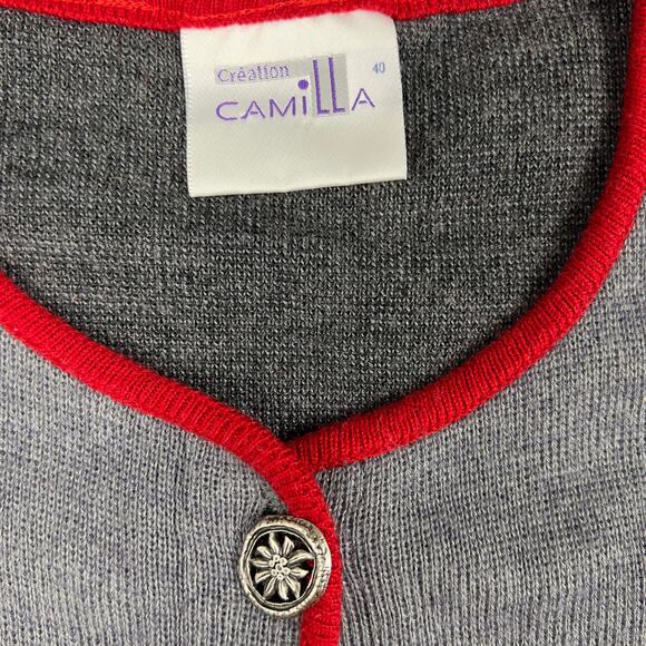 Vtg Creation Camilla Mushroom Cardigan Sweater XL EU 40 Grandma Core Embroidered - Picture 4 of 6